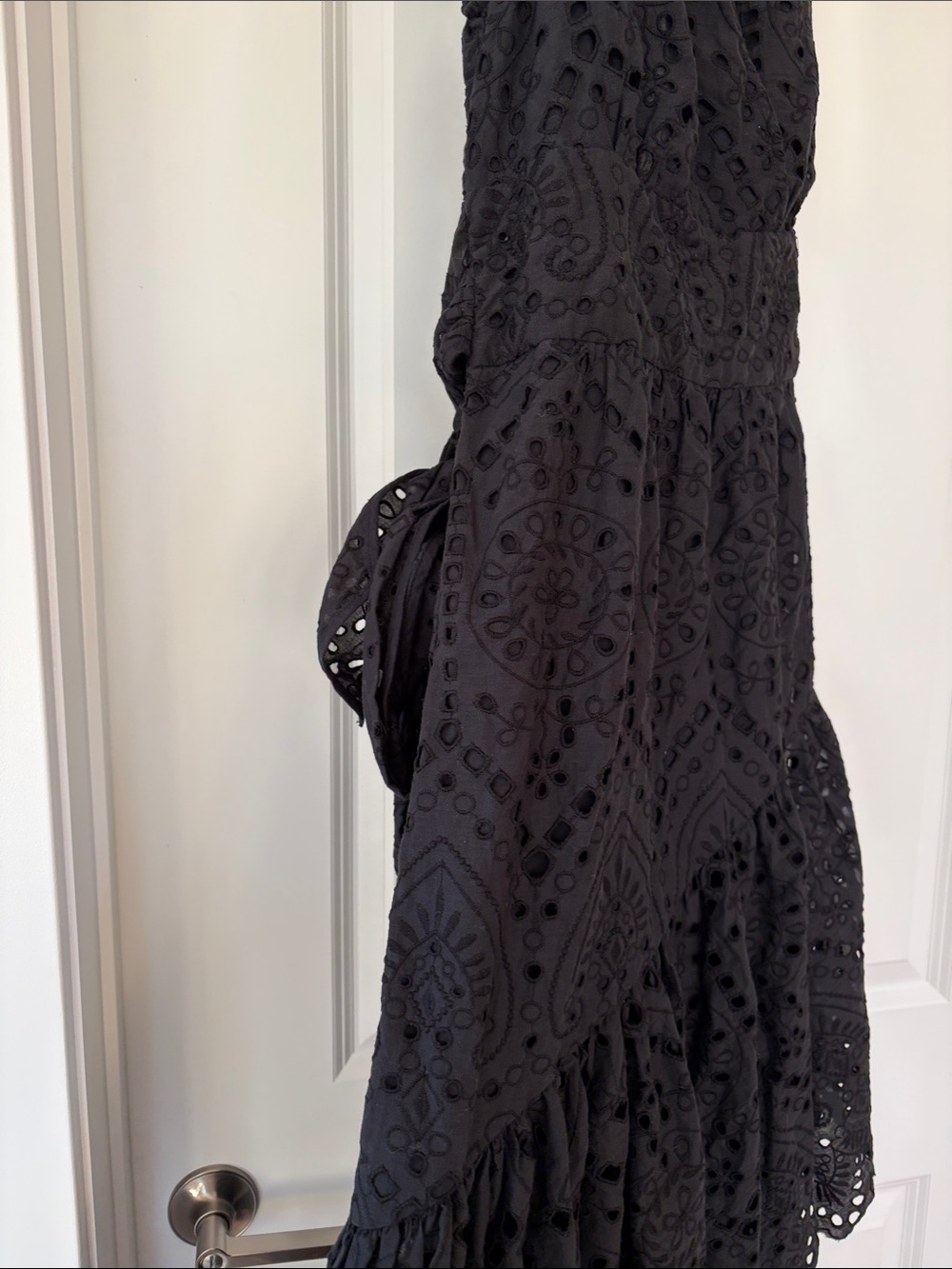 Anthropologie Maeve Black Eyelet Floral Midi Dress Size 12 - Picture 8 of 8